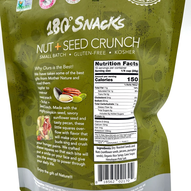180 Snacks Nut + Seed Crunch, Sunflower Seeds, Pecans, Pumpkin