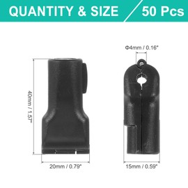 PATIKIL Stecktafel-Haken, 4 mm, 50 Stück, Anti-Sweep-Diebstahl-Haken, Kunststoffklammern für mobiles Zubehör, Geschäft, Kleidung, Einzelhandel, Sicherheitsanzeige, Schwarz
