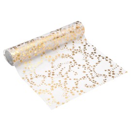 sourcing map Gold Tone Table Runner Roll, 11" x 30 Feet Sequin Foil Metallic Mesh Table Runner Decor Sparkle Foil Thin Table Decoration Centerpiece for Wedding Birthday Party Christmas