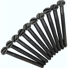 Generic Pack of 10 Electrical Screws 50mm X 3.5mm Black Nickel Long Socket Screw Switch Plugs Fixings Raised Slotted Head
