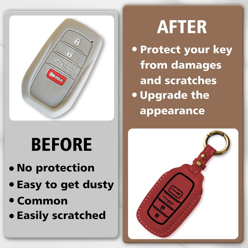 Muslogy Key Fob Cover Leather Case Compatible with Tacoma 2024
