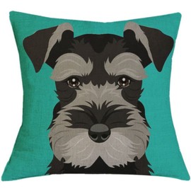 The Beach Stop Decorative Miniature Schnauzer Dog Scatter Cushion Cover | Home Decor Gift Idea | 45x45cm 18x18” | Green