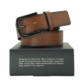 Giantsize Belts for Men Big and Tall Dress Jeans Belt Plus Size 36 to 82 Inch, Stylish Tan, 36"-39" Waist Adjustable