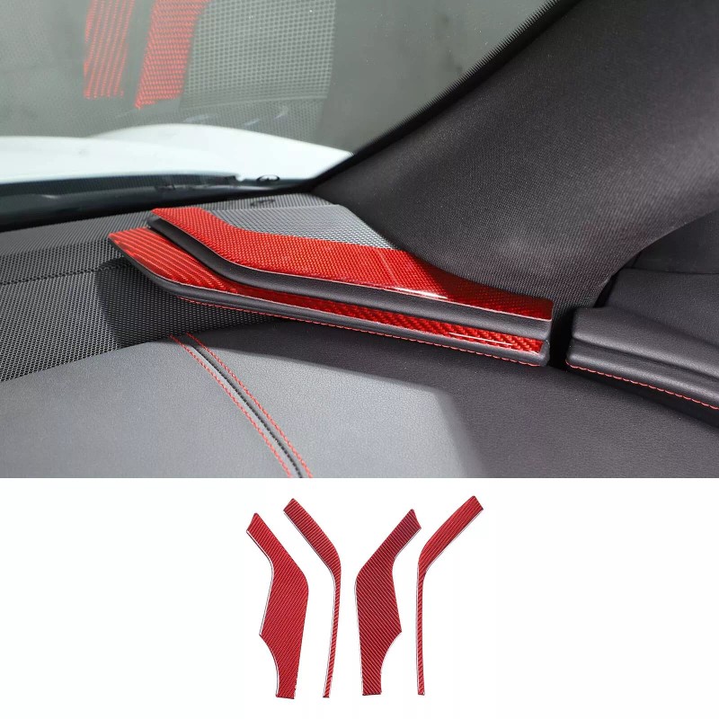 autopart2021 Red Carbon Fiber Instrument Dashboard Side Panel Trim For
