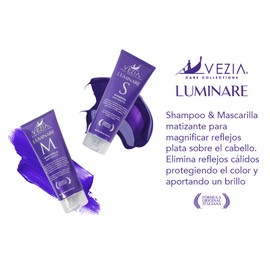 KIT LUMINARE SHAMPOO MATIZANTE  ACONDICIONADOR - VEZIA MATIZADOR DE MECHAS Y CANAS 300 ML                                                             