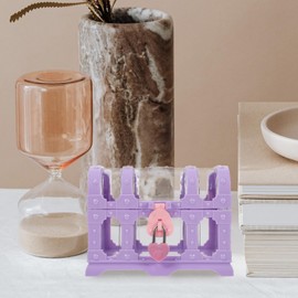 Ciieeo Pirate Treasure Chest Clear Plastic Trinket Jewelry Organizer Keepsake Box with Lock Gem Toy Storage Case for Kids Purple
