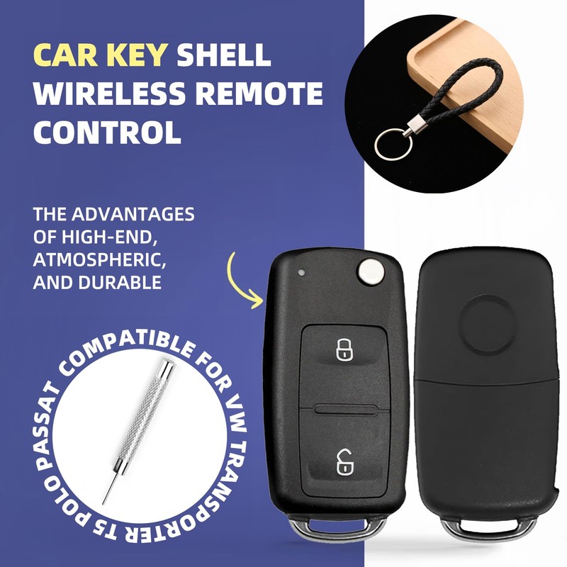 Batheidon 2 Button Car Key Shell Compatible with VW Transporter