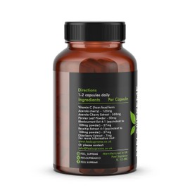 100% Natural Vitamin C 60 High Strength Food State Non-Synthetic Capsules Supplement Immune System Support No Nasty Fillers or Binders