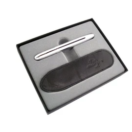 Fisher Bullet Space Pen with Black Leather Pouch - Chrome