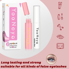 YOONOYA Eyelash Glue, Pack of 2 (2 x 8 ml), Latex Eyelash Glue, White Eyelash Glue, Clear, Durable (16 ml 0.56 oz)