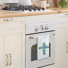 Tzhim Coquette Blue Bow Easter Kitchen Towels, Christian Easter Hand Towels, Easter Dish Towels Dishcloths Tea Towels for Kitchen, Christian Easter Decor, Christian Kitchen Bathroom Decor, 16x24 Inch