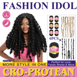 FASHION IDOL Protean Locs can change multiple product forms to make twists braids faux locs afro kinky and more, product length 80 Inches can be freely cut 6 packs can be styled many times