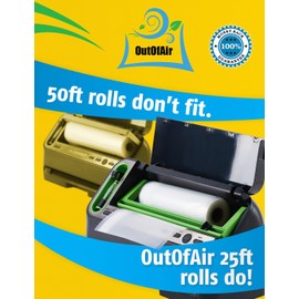 8" x 25' Rolls (Fits Inside Machine) - BULK 8 Pack (200 ft total) OutOfAir Vacuum Sealer Rolls Works With FoodSaver & Other Machines, 33% Thicker BPA Free Sous Vide Commercial Grade Bags
