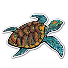AK Wall Art Turtle Art Vinyl Sticker - SELECT SIZE - (A) X-Small: 2.5"