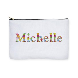 CafePress Michelle Bright Flowers Large Zipper Toiletry Pouch, 12.5" x 8.5"
