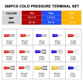 DEHAO 368pcs Electrical Connectors Assorted Insulated Crimp Terminals Kit Pack Spade Bullet Butt Fork Wire Connectors