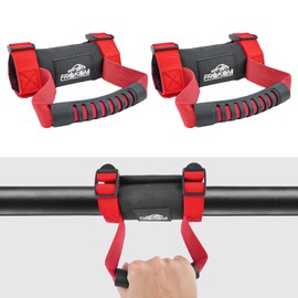 Frokom UTV Grab Handles Grip,Roll Bar Grab Handles for 1.5 to 2" Roll bar cage Fit for Polaris RZR, Can Am X3, Kawasaki Mule Teryx, Honda Pioneer,CFMoto Zforce, Yamaha Rhino-2 PCS Red