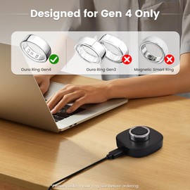 sylacor Compatible with Oura Ring Gen 4 Charger, Fast Charging Dock and USB-C Cable for Oura Gen 4 (NOT Compatible with Oura Ring 3) (Size 9)
