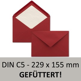 NEUSER PAPIER 15x envelopes C5 - dark red - lined with white tissue paper - 110 g/m² - 22.9 x 15.5 cm - wet glue