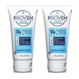 Proven Insect Repellent Lotion, Keep Mosquitoes, Ticks and Flies Off, DEET Alternative Repellent, Up to 14-Hour Protection, Great for Camping or Hiking, 2 Ounce, Gentle Scent Lotion, 2 Pack