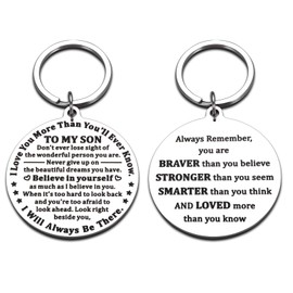 Easter Basket Stuffers for Teens, Easter Gifts for Teens, Inspirational Keychain for Son, Christmas Birthday Gifts for Son, To My Son Keychain Graduation Gifts for Him Son, Boys Easter Basket Stuffers
