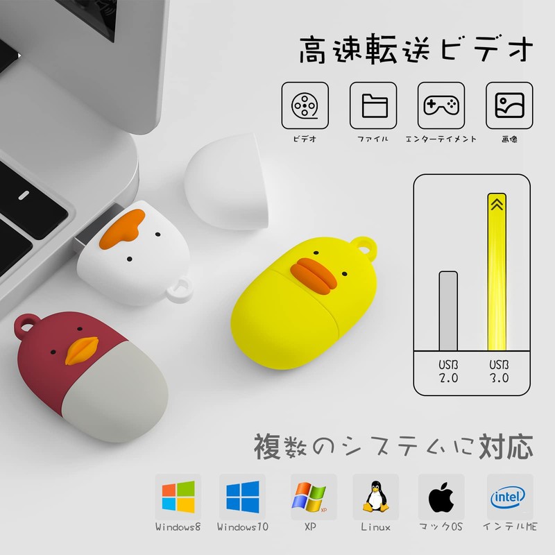 Reiwa USB Memory, Cute, USB 3.0, Colorful, Funny, Animal Shape,