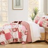 Anibedding 3Pieces Patchwork Quilts Queen Size, Bohemian Red Flower Plaid
