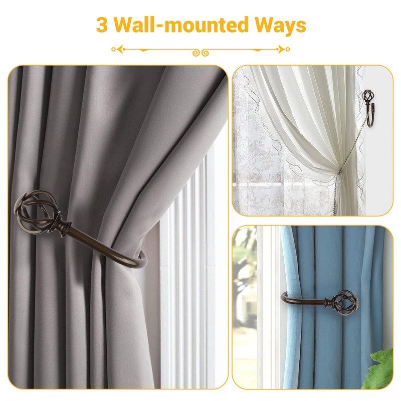 2 Pack Bronze Curtain Holdbacks, USFOOK Decorative Window Drapery Tiebacks