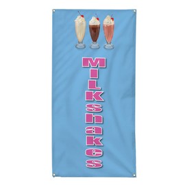 Vertical Vinyl Banner Multiple Sizes Milkshakes Food Fair Promotion Business Retail Outdoor Weatherproof Industrial Yard Signs 4 Grommets 30x12Inches