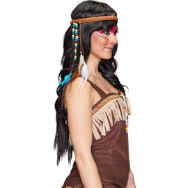Amakando Pocahontas Indian Headdress Western Headband Indian Hair Band Feather Headband Carnival Costumes Accessories Native American Costume Accessory