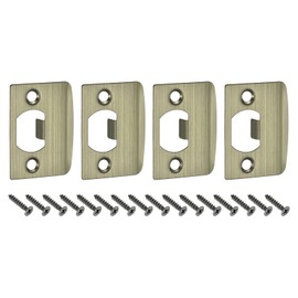 sourcing map 4Pcs Door Strike Plate, 57mm x 45mm Stainless Steel Latch Deadbolt Replacement Lock Strike Plate for Door Frame Door Jamb Reinforcement, Bronze
