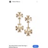 TORY BURCH KIRA LINEAR DOUBLE LOGO DROP Earrings Rose Gold