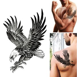 1/3/5x Waterproof Temporary Fake Tattoo Sticker Body Art Black Bird Eagle Wings 1x