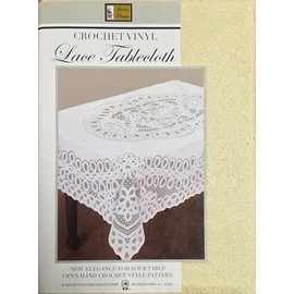 Nuevo Vinilo de ganchillo mantel de encaje, 152.4 cm de ancho x 90" largo rectangular, hueso beige
