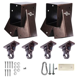 ABUSA Heavy Duty Swing Sets Brackets Including 2 Bronze A-Frame Swing Set Brackets and 4 Swing Hangers for Playground Equipment Mounting Parts Hardware Included (Bronze)