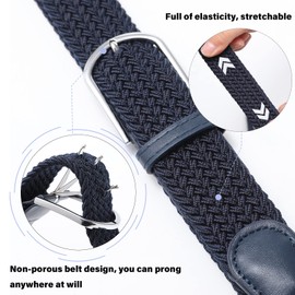 AWAYTR Women Elastic Braided Belt - Stretch Utility Golf Sport Belts for Jeans (Black)