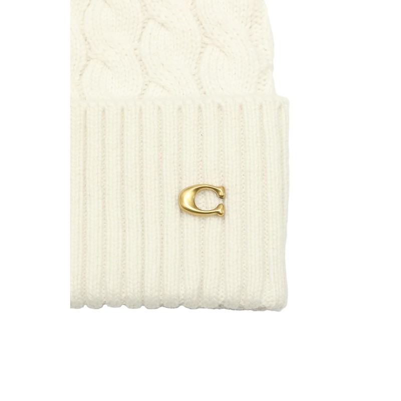 Coach Men's Cable Beanie, Chalk