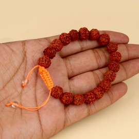 Rudra Empire Rudraksha Natural Gemstone Yoga Meditation Beaded Bracelets for Men Women Stretch Bracelets for Christmas Valentine's Day Gift, One Size, Brass, no gemstone