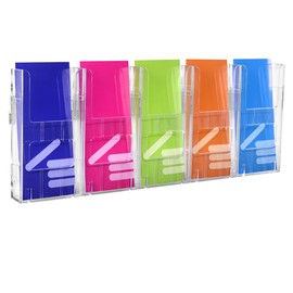 Zeigis 5-Way DIN Long (1/3 DIN A4) Wall Brochure Holder / Brochure Dispenser / Wall Mount Made of Transparent Polystyrene