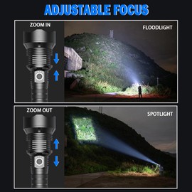5000 Lumens Super Bright Flashlight with 5 Modes & Waterproof, Powerful Handheld Flashlights,Rechargeable LED Flashlights High Lumens for Outdoor Camping, Emergencies