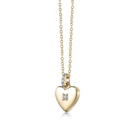Lavari Jewelers Lab Grown Diamond Heart Pendant Necklace for Women - 18k Yellow Gold Plated Sterling Silver Pendant for Her - 18 Inch Chain Necklace (F-G, VS1-VS2, 0.036 cttw) Lobster Claw