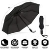 Needs & Wants® Large Windproof Black Umbrella Wind Resistant Compact