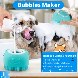 Comotech Comotech 3PCS Dog Bath Brush | Dog Shampoo Brush | Dog Scrubber for Bath | Dog/Grooming/Washing Brush Scrubber with Adjustable Ring Handle for Short & Long Haired Dogs/Cats (Blue Blue White)