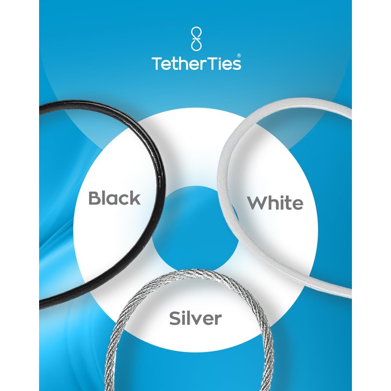 TetherTies Coils 5 Pack - Extendable, Expandable, Retractable Cable Tethers,