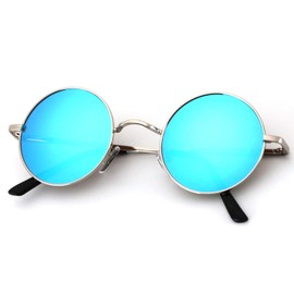 KALIYADI Round Polarized Sunglasses for Men Women Retro Metal Hippie Circle Style Sun Glasses UV Protection 45mm