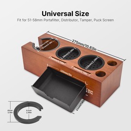 URintells Cuising Non-slip Espresso Tamping Station, Multifunctional Tamping Station with Stainless Steel Drawer, Portafilter Holder Compatible with 51-58mm Espresso Accessories