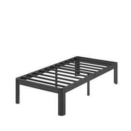 Hunlostten 14 in High Heavy Duty Twin Bed Frame No Box Spring Needed, Reinforced Metal Twin Bed Frames, Rounded Edge, Surdy Steels, Easy Assembly