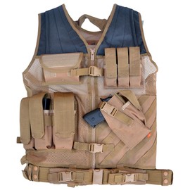 Explorer Tactical Vest Tactical Field Vest Outdoor Ultra-Light Breathable Combat Training Vest Adjustable for Adults Police, Security Officer, Tan