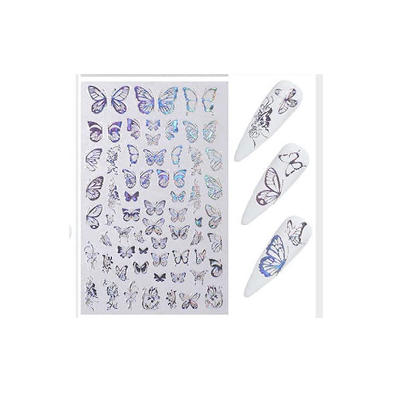 4pcs Butterfly 3D Laser Gold Silver Nail Sticker Sticker Nail