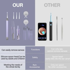 Belleshow 15 Pack Ear Wax Removal Tool Kit with Light - LED Cleaning Kit, Purple